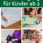 Beschäftigungsideen zuhause für Kinder ab 2 Jahren, Sticker, magische Milch, Klopapierrollen auffädeln und selbstgemachte Fingerfarbe