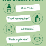 Was braucht man zur Beikosteinführung? Hochstuhl, Trinklernbecher, Lätzchen, Kinderbesteck, Kindergeschirr, Bodenschutzmatte und mehr