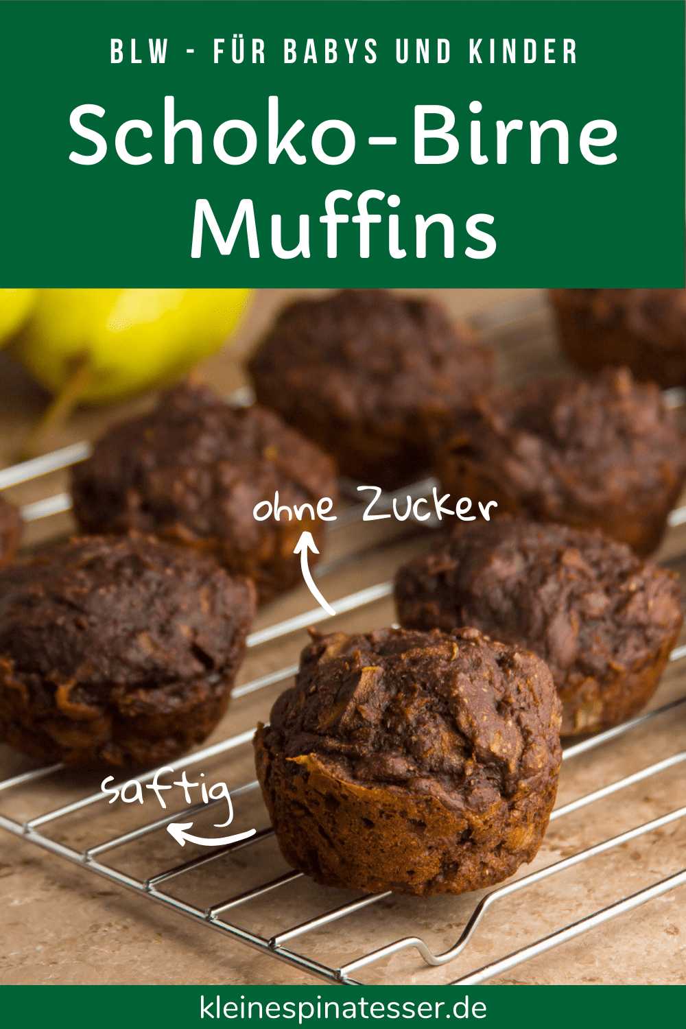 Saftige Schoko-Birne Muffins für Kinder |ohne Zucker ⋆