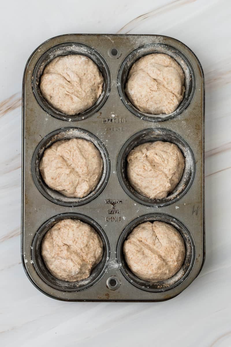 Dinkelbrötchen über Nacht, in der Muffinform gebacken, für praktische Knabberbrötchen für Babys und Kinder